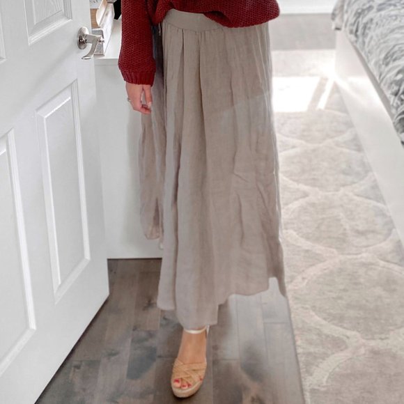 100% Linen Maxi Skirt in Gray Color, size M - Picture 3 of 5